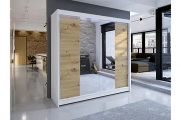 Canderbury Klesskap i Tre med Glassdetaljer - Hvit|Beige - Oppbevaring - Garderober & garderobesystem