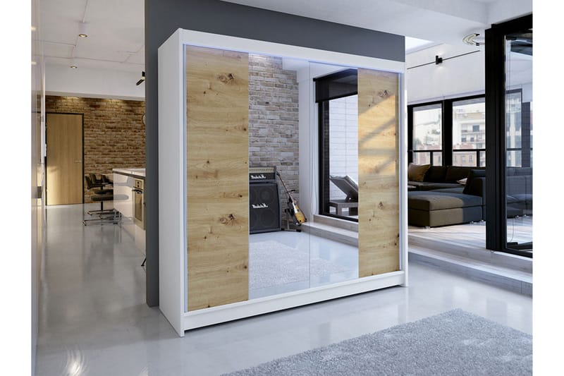Canderbury Klesskap i Tre med Glassdetaljer - Hvit|Beige - Oppbevaring - Garderober & garderobesystem