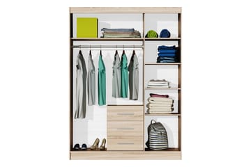 Chavez Garderobe med Speil 147x200 cm - Hvit - Oppbevaring - Garderober & garderobesystem