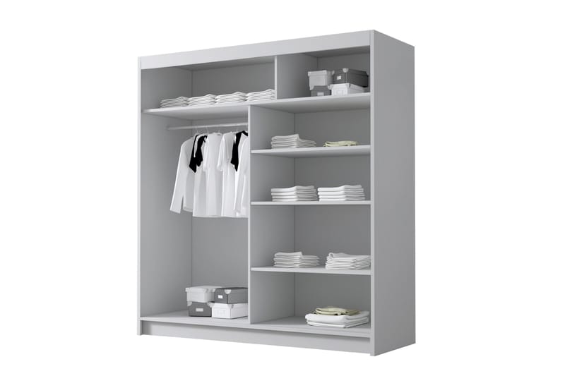 Chavez Garderobe med Speil 180x215 cm - Hvit - Oppbevaring - Garderober & garderobesystem