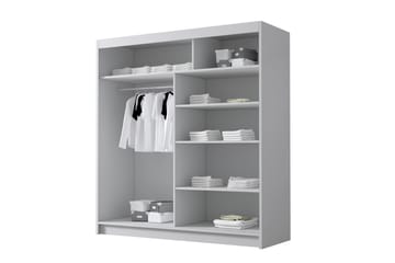Chavez Garderobe med Speil 180x215 cm - Svart - Oppbevaring - Garderober & garderobesystem