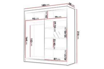 Chavez Garderobe med Speil 180x215 cm - Svart - Oppbevaring - Garderober & garderobesystem