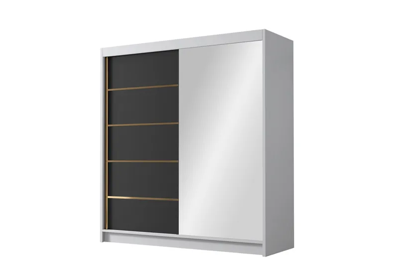 Chavez Garderobe med Speil 180x215 cm, Svart/Hvit
