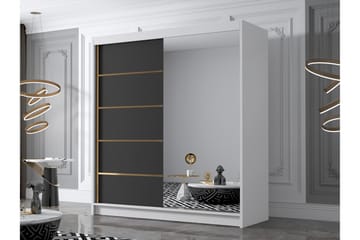 Chavez Garderobe med Speil 180x215 cm - Svart/Hvit - Oppbevaring - Garderober & garderobesystem