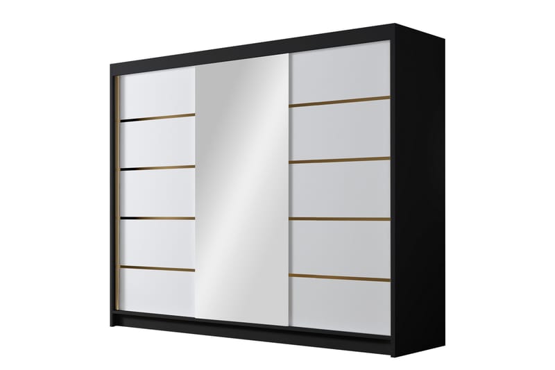 Cinerea Garderobe med Speil 250x215 cm, Hvit/Svart