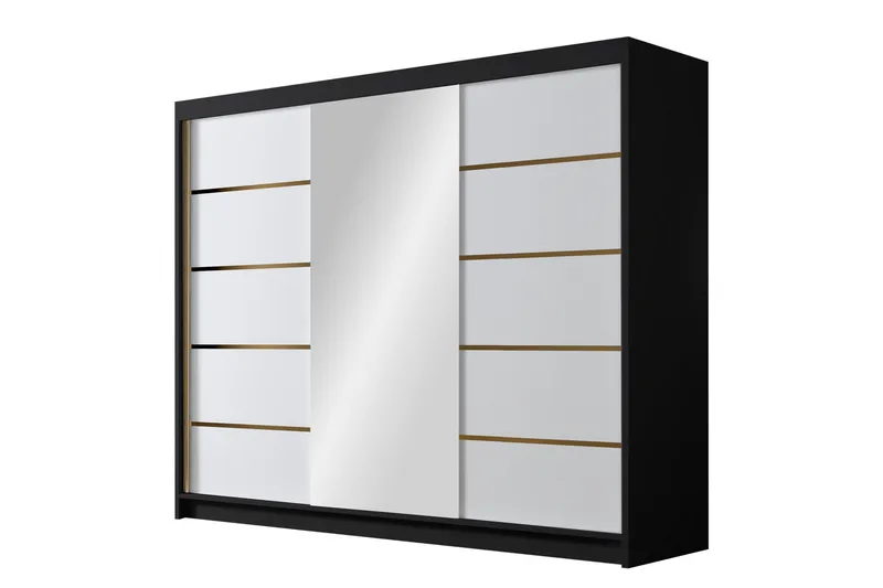 Cinerea Garderobe med Speil 250x215 cm, Hvit/Svart