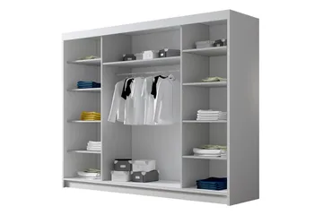 Cinerea Garderobe med Speil 250x215 cm - Hvit/Svart - Oppbevaring - Garderober & garderobesystem
