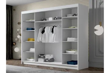 Cinerea Garderobe med Speil 250x215 cm - Hvit/Svart - Oppbevaring - Garderober & garderobesystem