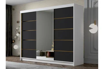 Cinerea Garderobe med Speil 250x215 cm - Svart/Hvit - Oppbevaring - Garderober & garderobesystem