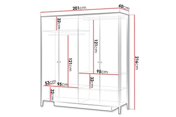Cocorna Garderobeskap Med Speil 201x216 cm - Beige - Oppbevaring - Garderober & garderobesystem