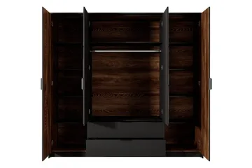 Coralina Garderobeskap Med Speil 224x210 cm - Brun/Sort - Oppbevaring - Garderober & garderobesystem