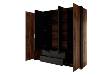 Coralina Garderobeskap Med Speil 224x210 cm - Brun/Sort - Oppbevaring - Garderober & garderobesystem