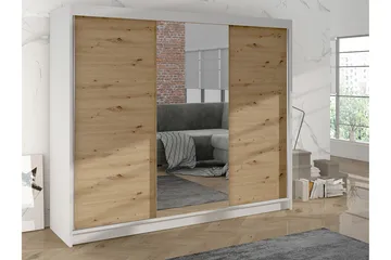 Cyria Garderobe med Speil 200x215 cm - Brun/Hvit - Oppbevaring - Garderober & garderobesystem