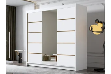 Dianna Garderobe med Speil 200x215 cm - Hvit - Oppbevaring - Garderober & garderobesystem