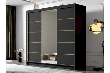 Dianna Garderobe med Speil 200x215 cm - Svart - Oppbevaring - Garderober & garderobesystem