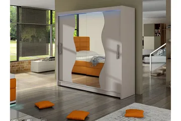 Dravon Garderobeskap Med Speil 180x215 cm - Beige - Oppbevaring - Garderober & garderobesystem