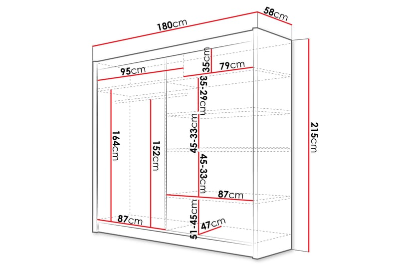 Dravon Garderobeskap Med Speil 180x215 cm - Beige - Oppbevaring - Garderober & garderobesystem