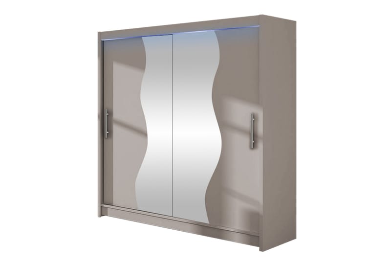 Dravon Garderobeskap Med Speil 180x215 cm - Beige - Oppbevaring - Garderober & garderobesystem