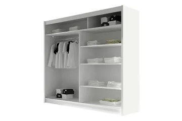 Dravon Garderobeskap Med Speil 180x215 cm - Svart - Oppbevaring - Garderober & garderobesystem