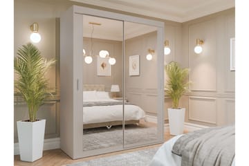 Duets Garderob med Speil 160x205 cm - Beige - Oppbevaring - Garderober & garderobesystem