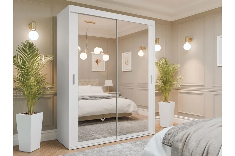 Duetter Garderobe Med Speil 160x205 cm, Hvit