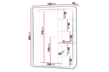 Duetter Garderobe Med Speil 160x205 cm - Hvit - Oppbevaring - Garderober & garderobesystem