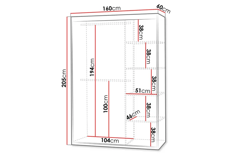 Duetter Garderobe Med Speil 160x205 cm - Hvit - Oppbevaring - Garderober & garderobesystem