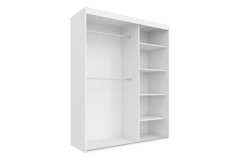 Duetter Garderobe Med Speil 160x205 cm - Hvit - Oppbevaring - Garderober & garderobesystem