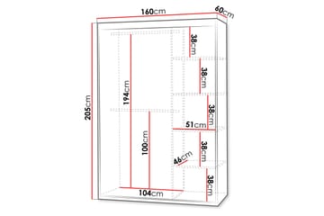 Duetter Garderobe Med Speil 160x205 cm - Svart - Oppbevaring - Garderober & garderobesystem
