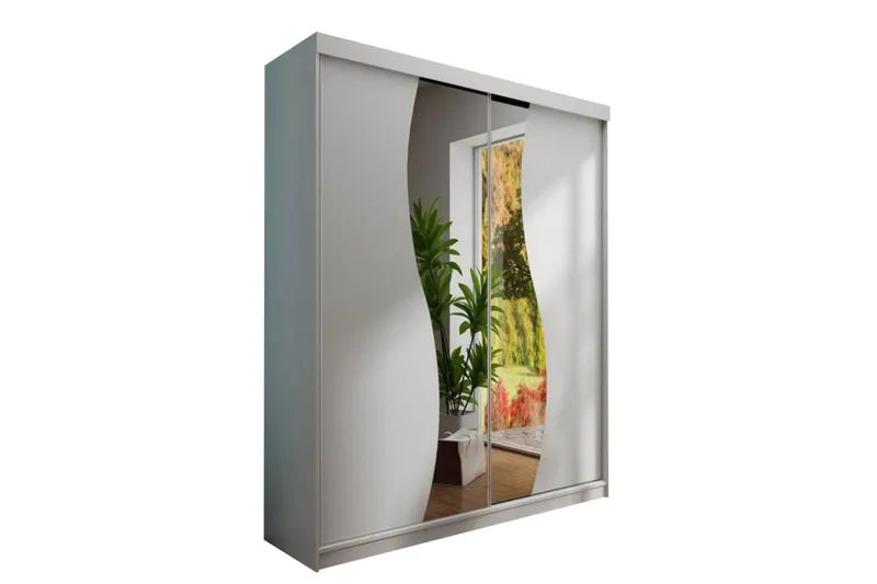 Dunkra Garderobe med Speil LED-belysning RGB 150 cm Bue - Hvit - Oppbevaring - Garderober & garderobesystem