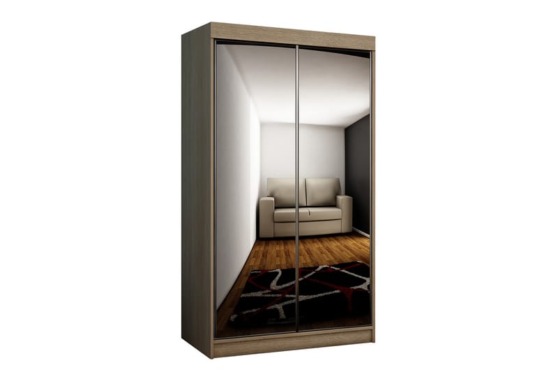 Dunkra Garderobeskap Med Speil 100x200 cm - Brun - Oppbevaring - Garderober & garderobesystem