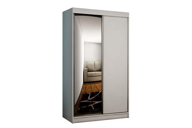 Dunkra Garderobeskap Med Speil 100x200 cm - Hvit - Oppbevaring - Garderober & garderobesystem