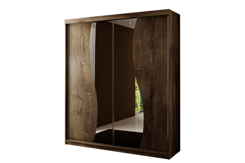 Dunkra Garderobeskap Med Speil 150x200 cm - Brun - Oppbevaring - Garderober & garderobesystem
