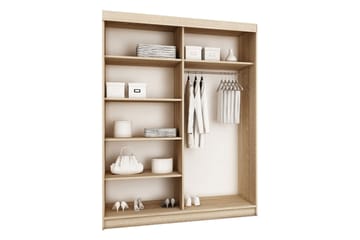 Dunkra Garderobeskap Med Speil 150x200 cm - Brun - Oppbevaring - Garderober & garderobesystem