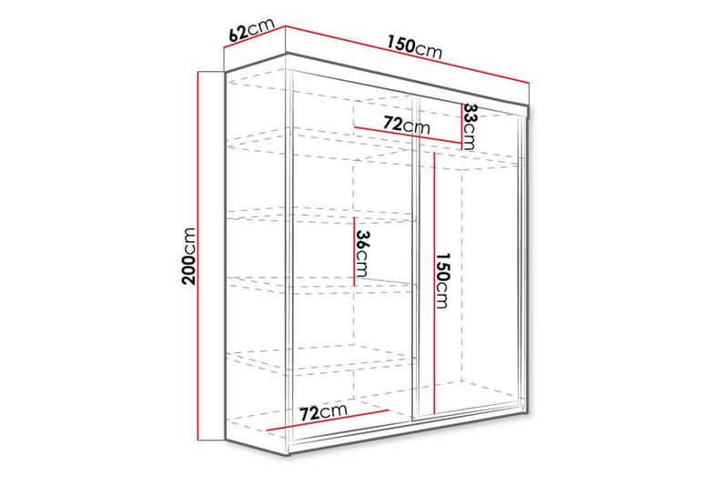 Dunkra Garderobeskap Med Speil 150x200 cm - Brun - Oppbevaring - Garderober & garderobesystem