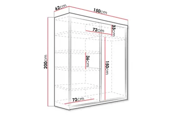 Dunkra Garderobeskap Med Speil 150x200 cm - Oppbevaring - Garderober & garderobesystem