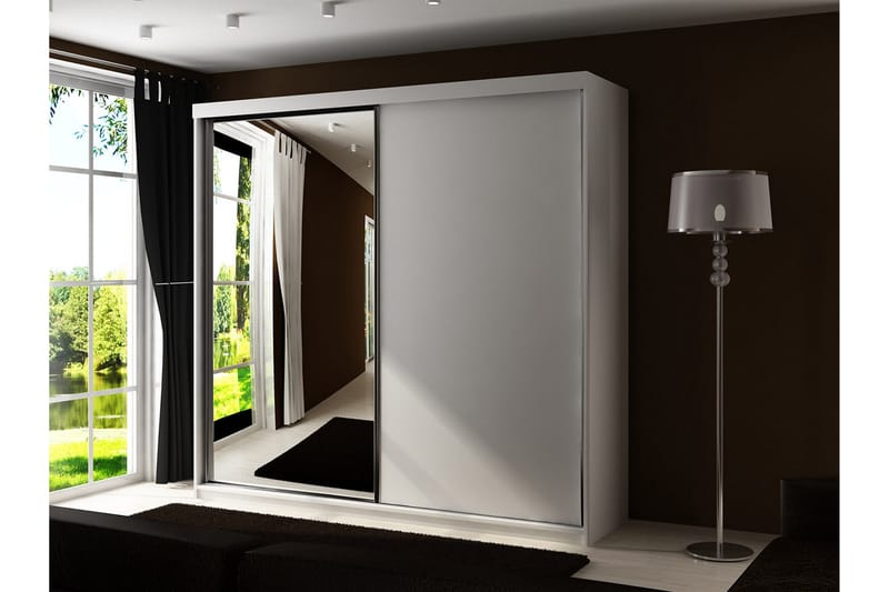 Dunkra Garderobeskap Med Speil 200x200 cm - Beige - Oppbevaring - Garderober & garderobesystem