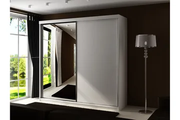 Dunkra Garderobeskap Med Speil 200x200 cm - Beige - Oppbevaring - Garderober & garderobesystem