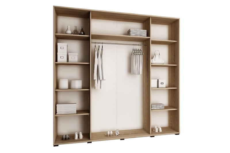 Dunkra Garderobeskap Med Speil 200x200 cm - Brun - Oppbevaring - Garderober & garderobesystem