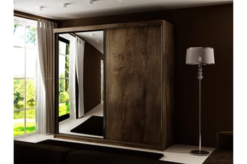 Dunkra Garderobeskap Med Speil 200x200 cm - Brun - Oppbevaring - Garderober & garderobesystem