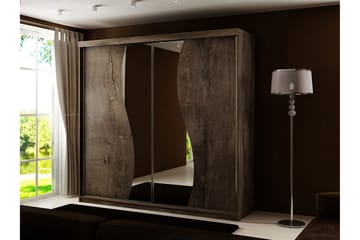 Dunkra Garderobeskap Med Speil 200x200 cm - Brun - Oppbevaring - Garderober & garderobesystem