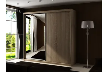 Dunkra Garderobeskap Med Speil 200x200 cm - Brun - Oppbevaring - Garderober & garderobesystem