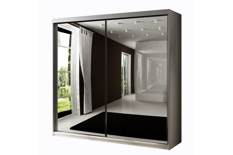 Dunkra Garderobeskap Med Speil 200x200 cm, Hvit