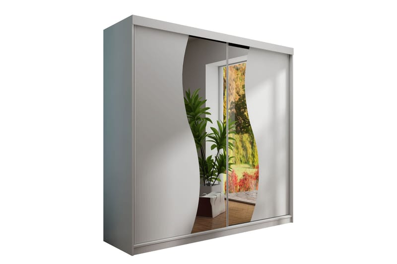 Dunkra Garderobeskap Med Speil 200x200 cm - Hvit - Oppbevaring - Garderober & garderobesystem