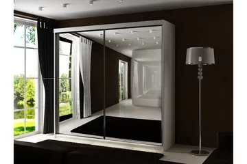 Dunkra Garderobeskap Med Speil 200x200 cm - Hvit - Oppbevaring - Garderober & garderobesystem