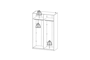 Elvos Garderobe med Speil 139x220 cm - Hvit - Oppbevaring - Garderober & garderobesystem