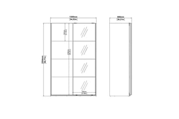Elvos Garderobe med Speil 139x220 cm - Hvit - Oppbevaring - Garderober & garderobesystem
