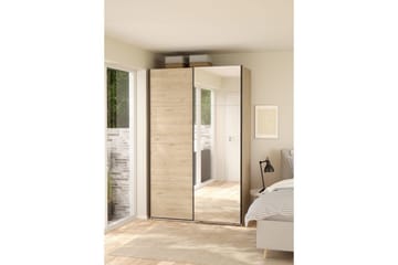 Elvos Garderobe med Speil 139x220 cm - Natur - Oppbevaring - Garderober & garderobesystem