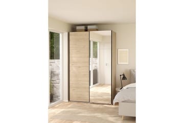 Elvos Garderobe med Speil 139x220 cm - Natur - Oppbevaring - Garderober & garderobesystem