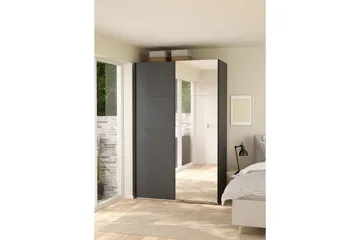 Elvos Garderobe med Speil 139x220 cm - Svart - Oppbevaring - Garderober & garderobesystem